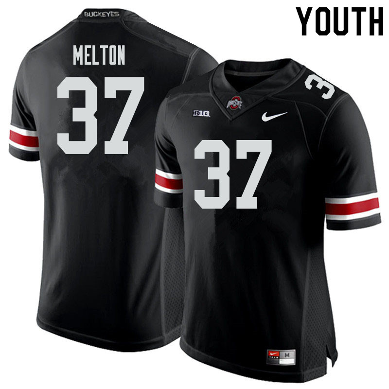 Youth Ohio State Buckeyes #37 Mitchell Melton Black Authentic College Stitched Football Jersey 23VR041UG